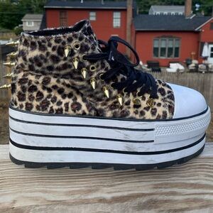 Spiked Leopard YRU Platform sneakers